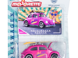 MAJORETTE VW VOLKSWAGEN BEETLE RÓŻOWY Z ŻÓŁTĄ DESKĄ 241A-7 1:59
